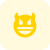 Grinning devil and horns smile with open mouth icon
