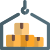 Boxes with transportation and handling with hook facility icon