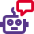 Advanced robot with a internal service message chat bubble isolated on a white background icon