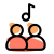 Group music party song on a music playlist icon