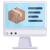 Computer with box delivery icon