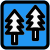 Forest trees as an indication as a warning on road icon