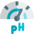 Manual pH metre indicator dial isolated on a white background icon