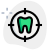 Targeting the dental clinic with cross hair Logon type isolated on a white background icon