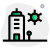 Building maintenance with cog wheel logotype isolated on white background icon