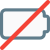 Battery not available or damaged with crossed layout icon