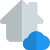 Smart houses connected with a cloud Technology isolated on a white background icon