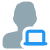 Online user using a laptop for work and coding icon