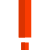 A punctuation mark indicating an exclamation symbol icon