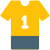 Soccer jersey for the sports player with number one icon