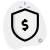 Money sheild with dollar symbol, secured money. icon