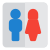 Visiting room with couples on stickman logotype icon