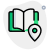 Location of a bookstore isolated on a white background icon