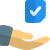 Share election result, hand with tick-mark isolated on a white background icon