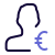 User earning a money in a euro domination currency icon