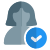 Check mark on a natural user for authentication and approval icon