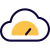 Rate of transfer speed gauge on a cloud server network icon