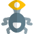 One eyed alien with twisted limbs layout icon