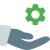 Share setting option with hand and cog symbol icon