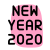 Happy new year two thousand twenty text icon