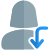 Curve download arrow for female user profile data download icon