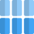 Blocks or cells in three section column in vertical strip icon