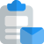 Share report attached with clipboard with envelope logotype icon