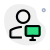 Classic man user using a monitor for real time feedback icon