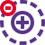 Negative charge on an atom with positively charged in center icon