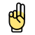 Two fingers up gesture isolated on a white background icon