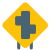 Road with multiple intersection roads on a road sign icon