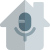 Smart home connected with voice assistance with mic Logotype icon