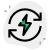 Regenerative electrical energy with bolt and recycle logotype icon