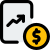 Financial information compared with line graph layout icon