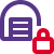 Locked storage warehouse with padlock logotype layout icon