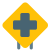 Hospital plus sign mark warning and display icon