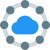 Nodes connected to secure online cloud network icon