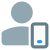 Classic user using web messenger on a smartphone icon