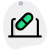 Research and development of drugs done on laptop icon