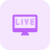 Live telecast of a media content on desktop computer icon