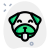 Happy smiling pug dog face with tongue-out emoji icon