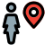 Remote location of the businesswoman for tracking icon