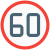 Sixty km per hour speed limit allowed for the lane icon