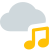 Music on cloud network isolated on white background icon