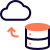 Complete database on cloud server online layout icon