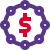 Money with dollar sign and source of ring icon