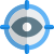 Live target of audience for web traffic with eye on crosshair icon