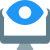 Eye safe vision of a desktop monitor with anti glare display icon