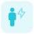 Employee with a flash layout isolated on a white background icon