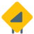 High terrains road signal on a hilly area icon